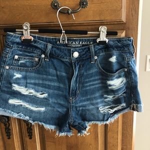 cute darker wash jean shorts